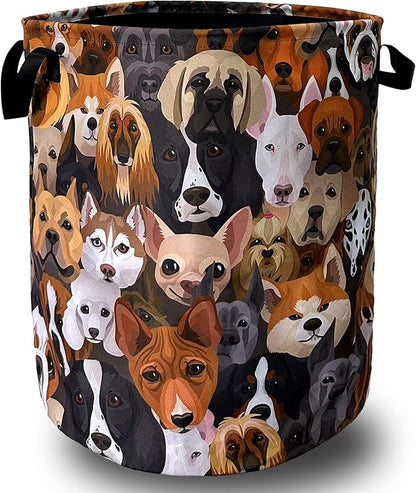 Cute Dogs Different Dog Laundry Basket Foldable