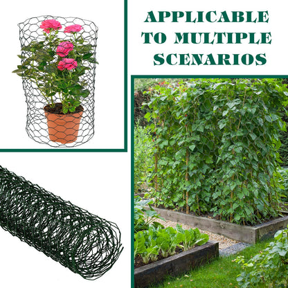 Amylove 2 Pack Chicken Wire for Floral Arrangements 0.6 Inch Chicken Wire Mesh Hexagonal Galvanized PVC Coated Netting Wires Fence Green Mesh for Crafts Poultry Garden(12 x 48 Inch)