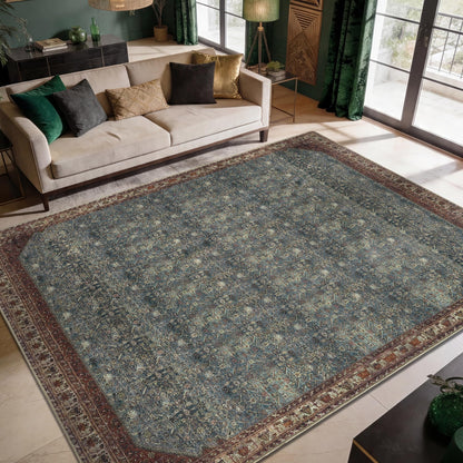 Keen Home Design 6x9 Rug - Machine Washable Area Rug with Non-Slip Backing, Ideal for Living Room, Dining Room, Bedroom - Vintage, Easy Clean, Durable, Low Pile Rug - (6' x 9')