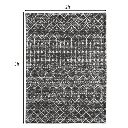 Moroccan Trellis Area Rug 2x3 Indoor Door Mat Non-Slip Washable Entry Rug, Boho Geometric Small Accent Throw Rug for Kitchen Entryway Bathroom Moroccan Tribal Stripe Floor Mats