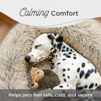 Best Friends by Sheri The Original Calming Donut Dog Bed for Medium Dogs up to 45 lbs, Shag Faux Fur, Taupe, Medium, 30" x 30"