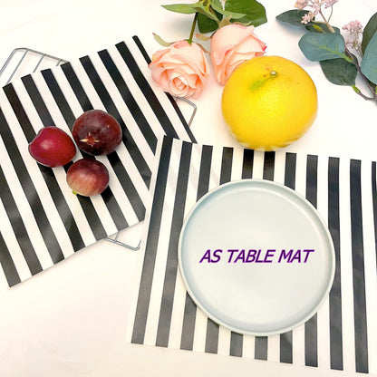 Suiwen 150 Black and White Striped Wax Paper, Food Wrap, Greaseproof, Waterproof, 25*22cm, 150 Sheets