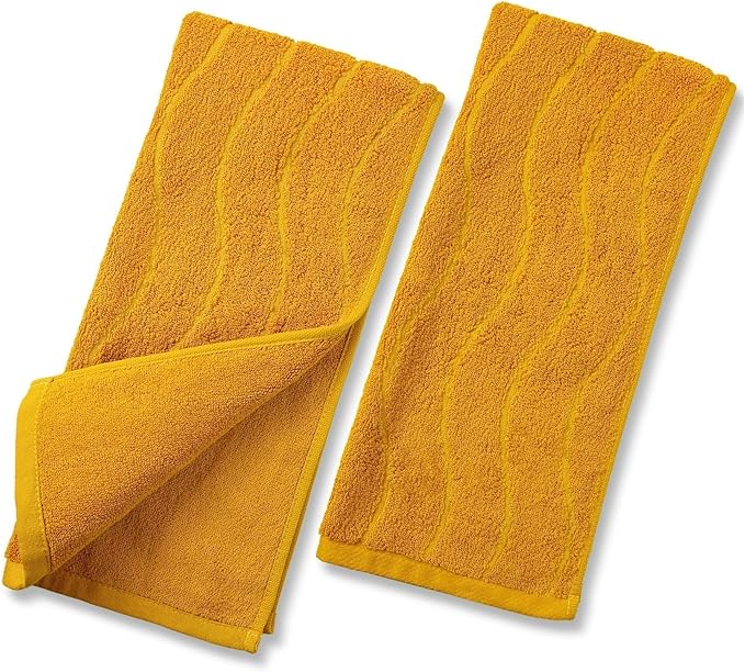 Jacquotha Wavy Striped Cotton Hand Towels, Dry Your Hand Instantly, 13x29 Inches