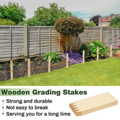 Colingmill 48 Pieces Wooden Garden Stakes 18 Inch Grade and Survey Stakes Wooden Garden and Sign Posts for Plant Support Silt Fence Yard Farm Survey Boundaries Baselines