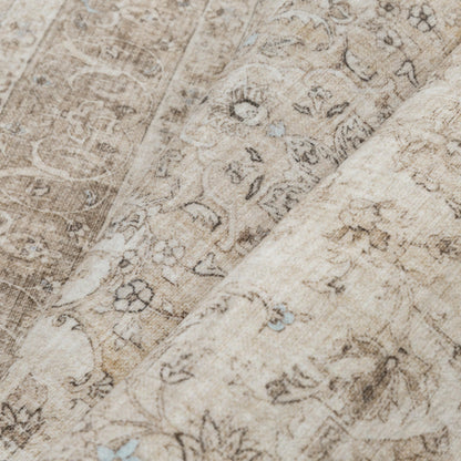PureCozy Beige 2x6 Runner Rug Washable Hallway Vintage Carpet Low Pile Non Slip Distressed Soft Traditional Retro Oriental Long Accent Throw Rug for Kitchen Bedroom Laundry Bathroom Dining Room