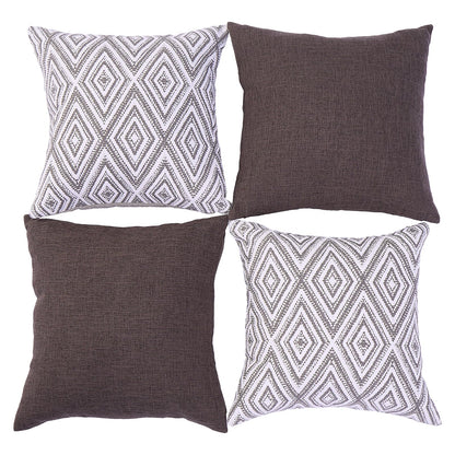 HPUK Decorative Throw Pillow Covers Set of 4 Square Couch Pillows Linen Cushion Cover for Couch Sofa Living Room, 18"x18" inches, Blue