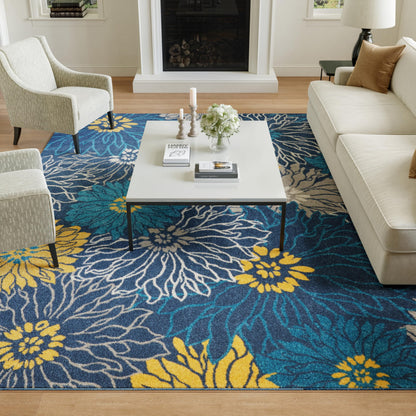Nourison Home Passion Blue 8' x 10' Area Rug - Easy Clean, Non Shedding, Bed Room, Living Room, Dining Room, Kitchen (8' x 10')