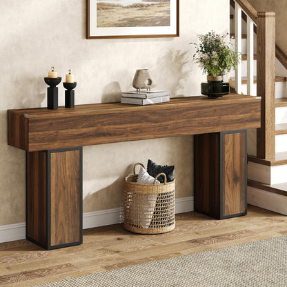 knoworld 70.9-Inch Long Console Table, Wooden Sofa Table Behind Couch Tables, Farmhouse Entryway Table Accent Table for Entrance, Hallway, Living Room, Foyer, Rustic Brown