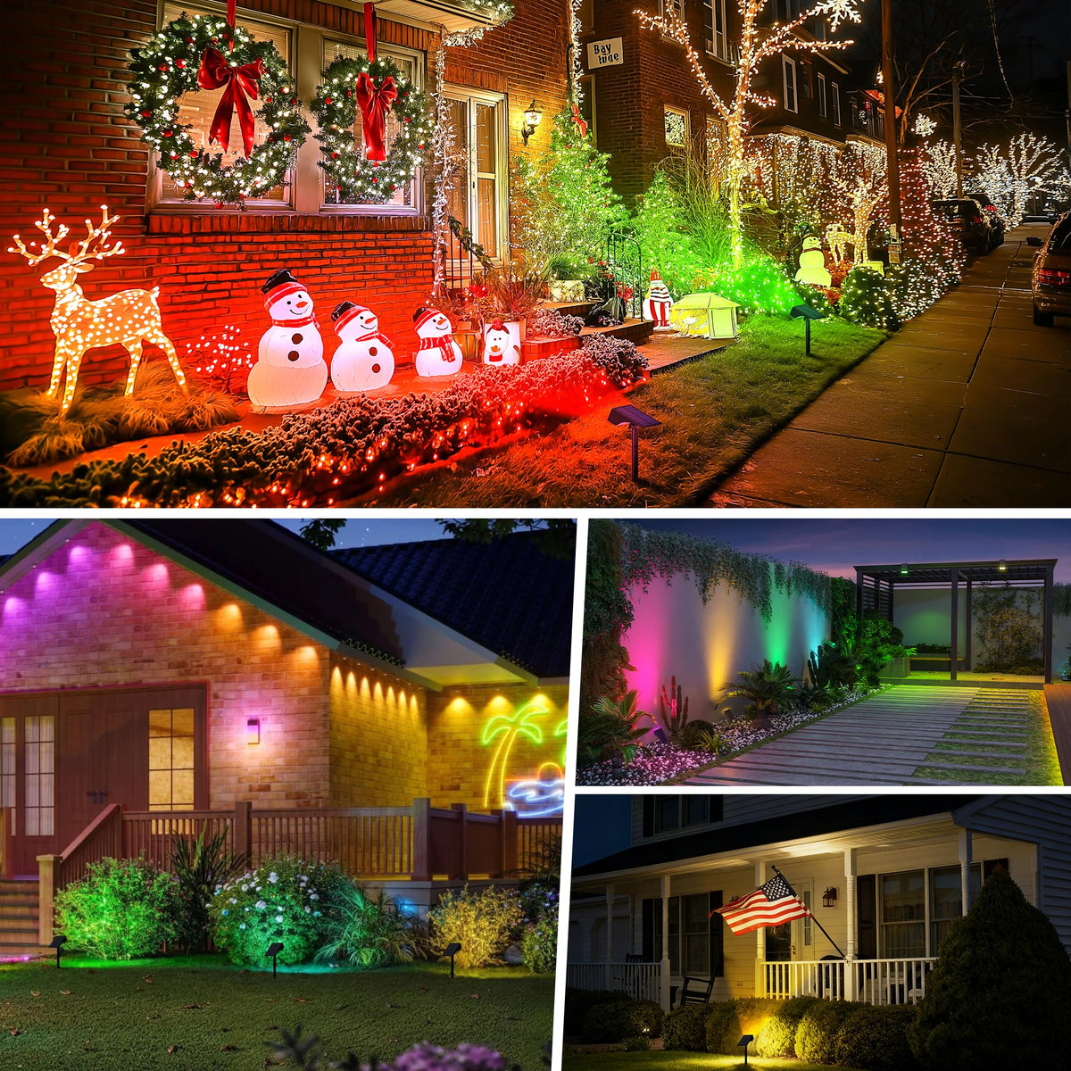 WENATY Solar Spot Lights Outdoor Color Changing, [7 Mode/6 Pack] Christmas Landscape Spotlights, Solar Lights Outdoor Waterproof,Led Powered Flood Light for Halloween Pathway Yard Garden Tree Walkway