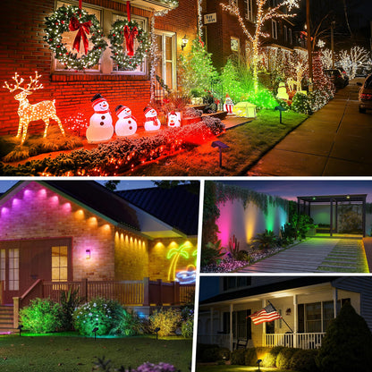 WENATY Solar Spot Lights Outdoor Color Changing, [7 Mode/6 Pack] Christmas Landscape Spotlights, Solar Lights Outdoor Waterproof,Led Powered Flood Light for Halloween Pathway Yard Garden Tree Walkway