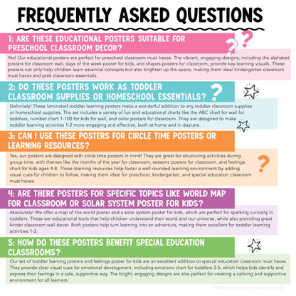 Hadley Designs 16 Educational Posters for Classroom Decor - Boho Educational Posters for Toddlers 1-3, Toddler Learning Posters for Kids Ages 3-5, Kindergarten & Preschool Classroom Must Haves