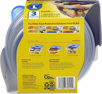 Glad Big Bowl Food Storage Containers, Large Round