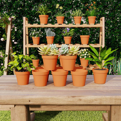 Fcacti 12 inch Terracotta Pots Set with Saucer,Ceramic Clay Planters with Drainage Hole,Garden Flower Succulent Pots with Tray for Indoor Outdoor Plants