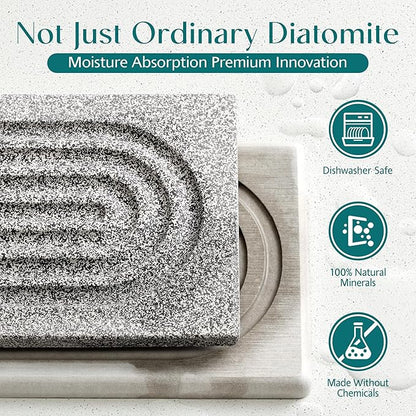 Stone Kitchen Sink Faucet Mat, Premium Upgraded Diatomite Drying Stone Mat &