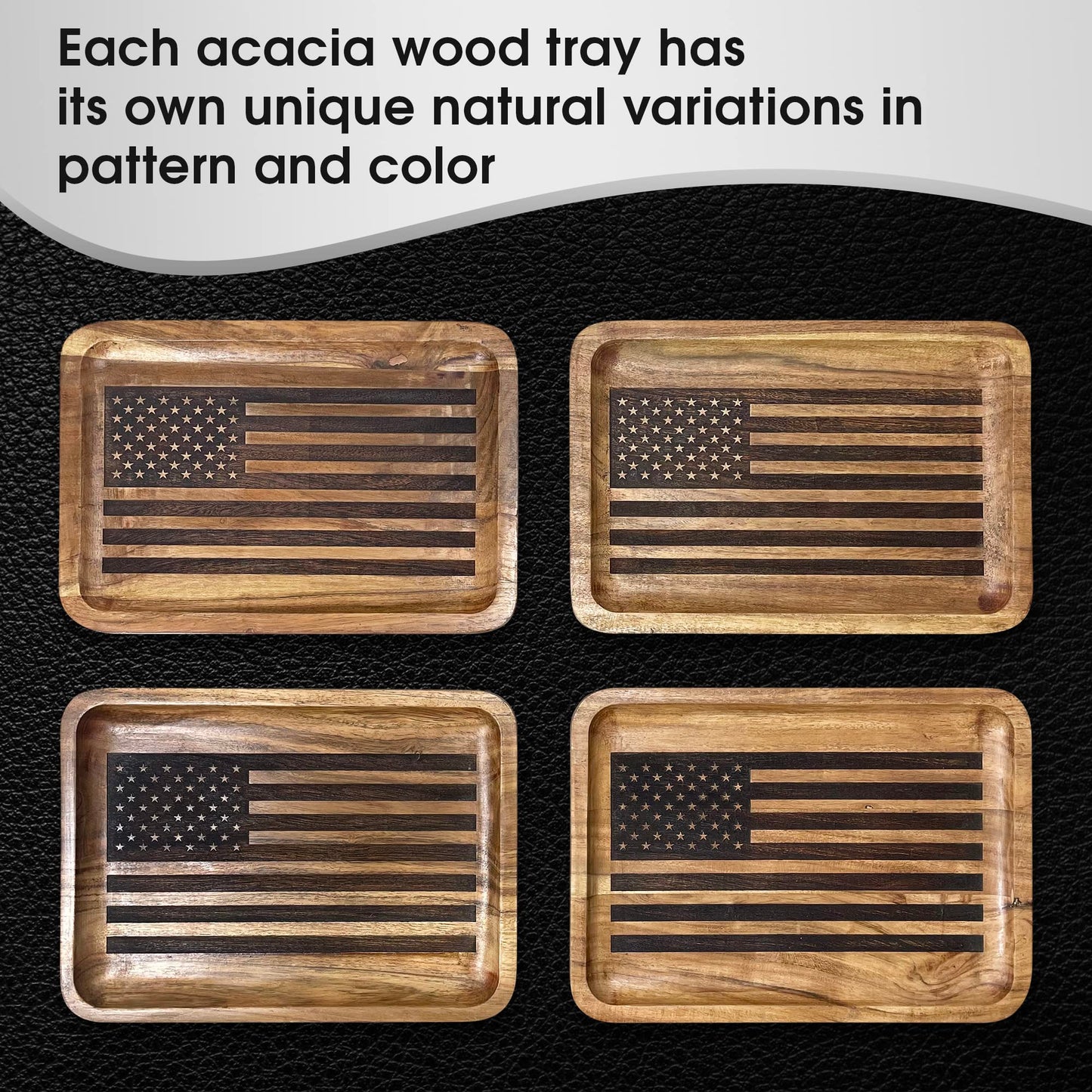 Guard The Line American Flag Valet Tray – Acacia Wood Catch All, EDC Tray – Every Day Carry Bedside Holder, Dump Tray EDC Organizer, Nightstand Organizer, Decorative Key Holder, 11 x 7.75 x 1 inches