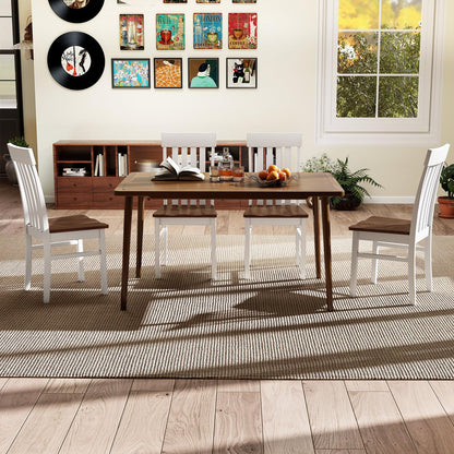 Giantex Wooden Dining Chairs Set of 2, Farmhouse Kitchen Chair with Hollowed Backrests & Rubber Wood Seats, Rustic Wood Side Chairs for Home Living Room Restaurant