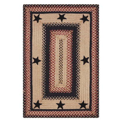 Primitive Star Gloucester Primitive Rugs 27x45 - Black & Brown Braided Rugs Highlighed with Red for Kitchens, Entryways and Bathrooms, Reversible, No Shed Jute for Easy Maintenance