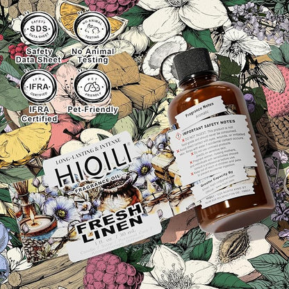 HIQILI Fresh Linen Fragrance Oil for Candle & Room Spray Making, Add to Dryer Balls, Freshie Scents for Essential Oils Diffuser - 1 Fl Oz
