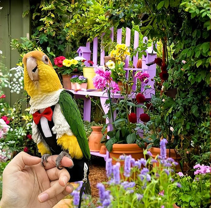 Bird Harness Leather Set Tuxedo Flight Suits with Nappy Diapers Waterproof Inner Layer Urine Wet for Parrot Cockatiel Conure Parakeet Macaw Budgie (3XL)