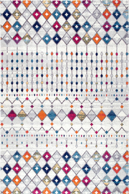 nuLOOM 4x6 Moroccan Blythe Area Rug, Multicolor, Faded Bohemian Design, Stain Resistant, For Bedroom, Dining Room, Living Room, Hallway, Office, Kitchen, Entryway