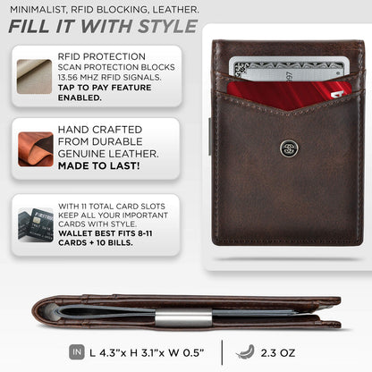 Suavell Slim Wallets for Men. Minimalist Bifold Wallet With Money Clip & ID Window. RFID Blocking Credit Card Holder Front Pocket Wallet, Gifts For Men - Husband Father On Birthday Anniversary.