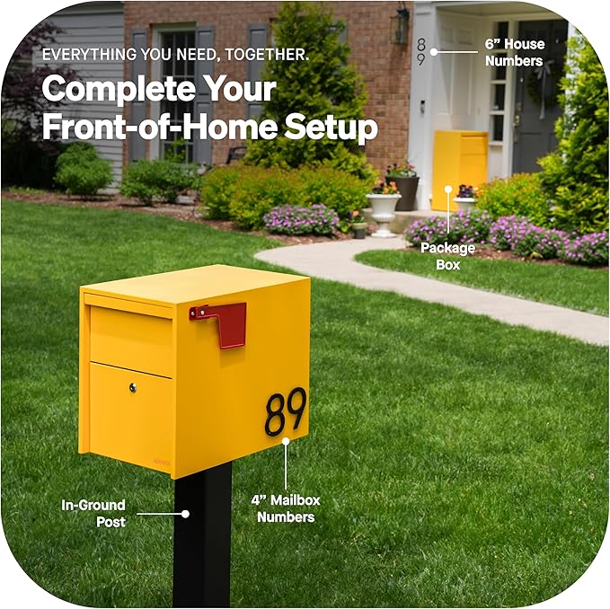 adoorn 51” Mailbox Post - In Ground Mailbox Posts for Outside, Heavy Duty Metal Mailbox Post for Use with Post Mount Mailbox - Black