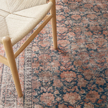 KNOTTING MATTERS Rustica 3’ x 5’ Area Rug – Clay Rose & Blue-Cast Graphite Heritage Flatweave, Low-Pile – Easy Clean Accent Rug – Perfect for Entryway, Hallway, Kitchen, Bedroom – Pet & Kid Friendly