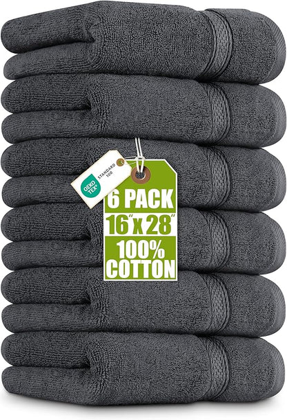 Utopia Towels 6 Pack Premium Hand Towels Set, 16 by 28 inches, 100% Ring Spun