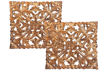 Wooden Set of 2 Mandala Design Trivet for Hot Dishes Plates & Pots Holder Hot Pad for Kitchen & Dining Table Décor Cookware Heat Resistant Rustic Decorative Carvings 8 Inches (Design1)