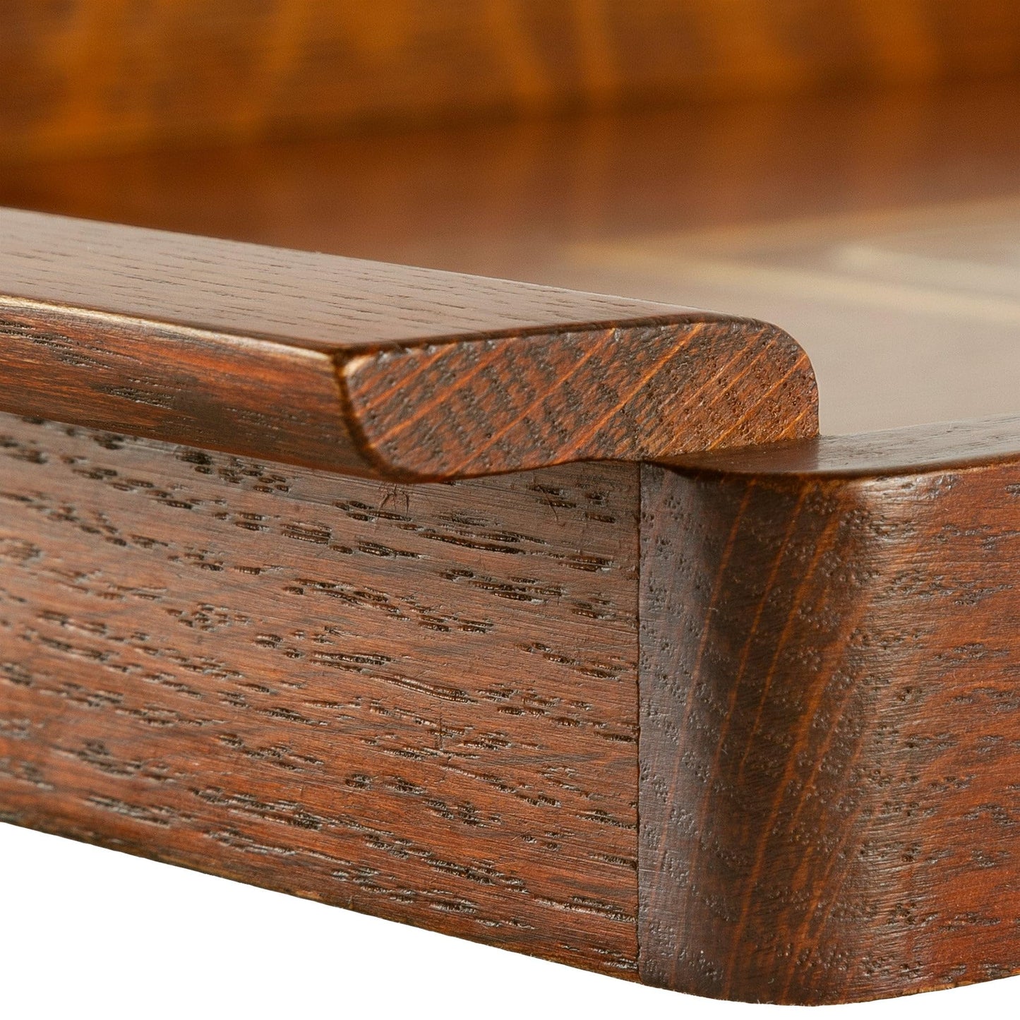 Stickley Mission Rose Serving Tray, Solid Oak in Natural Finish, Decorative Inlay of Maple, Bird's-Eye Maple & Walnut, Mission Style, Gift Box, 20.75in W x 14in D