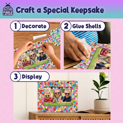 PURPLE LADYBUG DIY Mosaic Photo Frame Crafts for Girls 8-12 6-8 - Great Gift for Teens Tweens, Fun Craft Kit for Kids & Girl Birthday Gifts for 7 8 9 10 11 12 Years Old