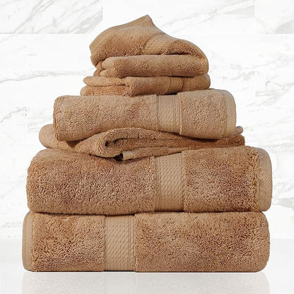 SUPERIOR Egyptian Cotton Pile 6 Piece Towel Set, Includes 2 Bath, 2 Hand