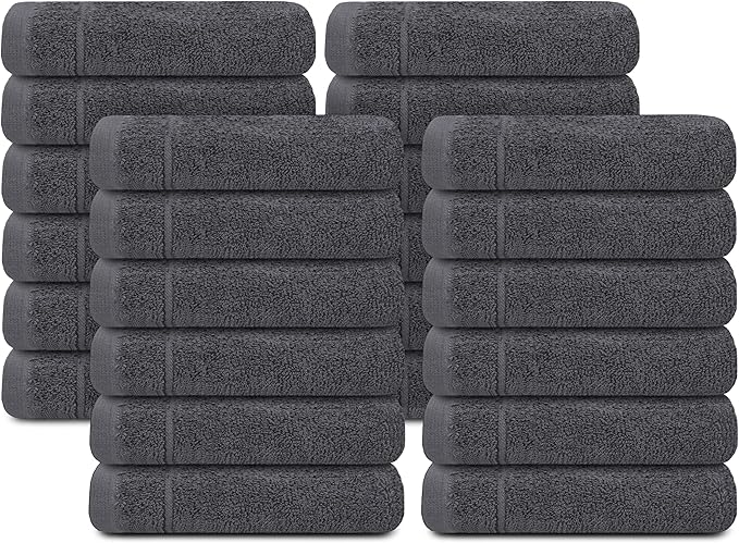 Tens Towels Pack of 24 Washcloths, 12 x 12 Inches, Lighter Weight, Quick to Dry