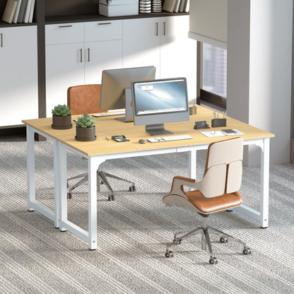 NSdirect Modern Computer Desk 63 Inch Large Office Desk, Writing Study Table for Home Office Desk Workstation Wide Metal Sturdy Frame Thicker Steel Legs, White