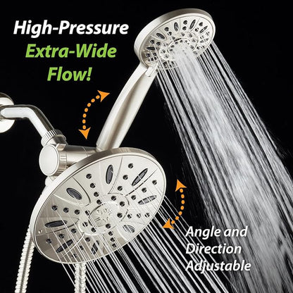 AquaDance 7" Premium High Pressure 3-Way Rainfall Combo Combines The Best of Both Worlds-Enjoy Luxurious Rain Showerhead and 6-Setting Hand Held Shower Separately or Together, Satin Nickel