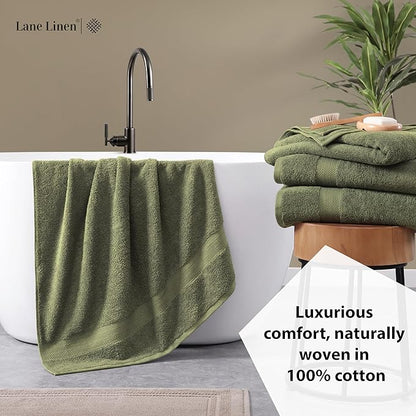 LANE LINEN 100% Mercerized Cotton Bath Sheet Set of 4