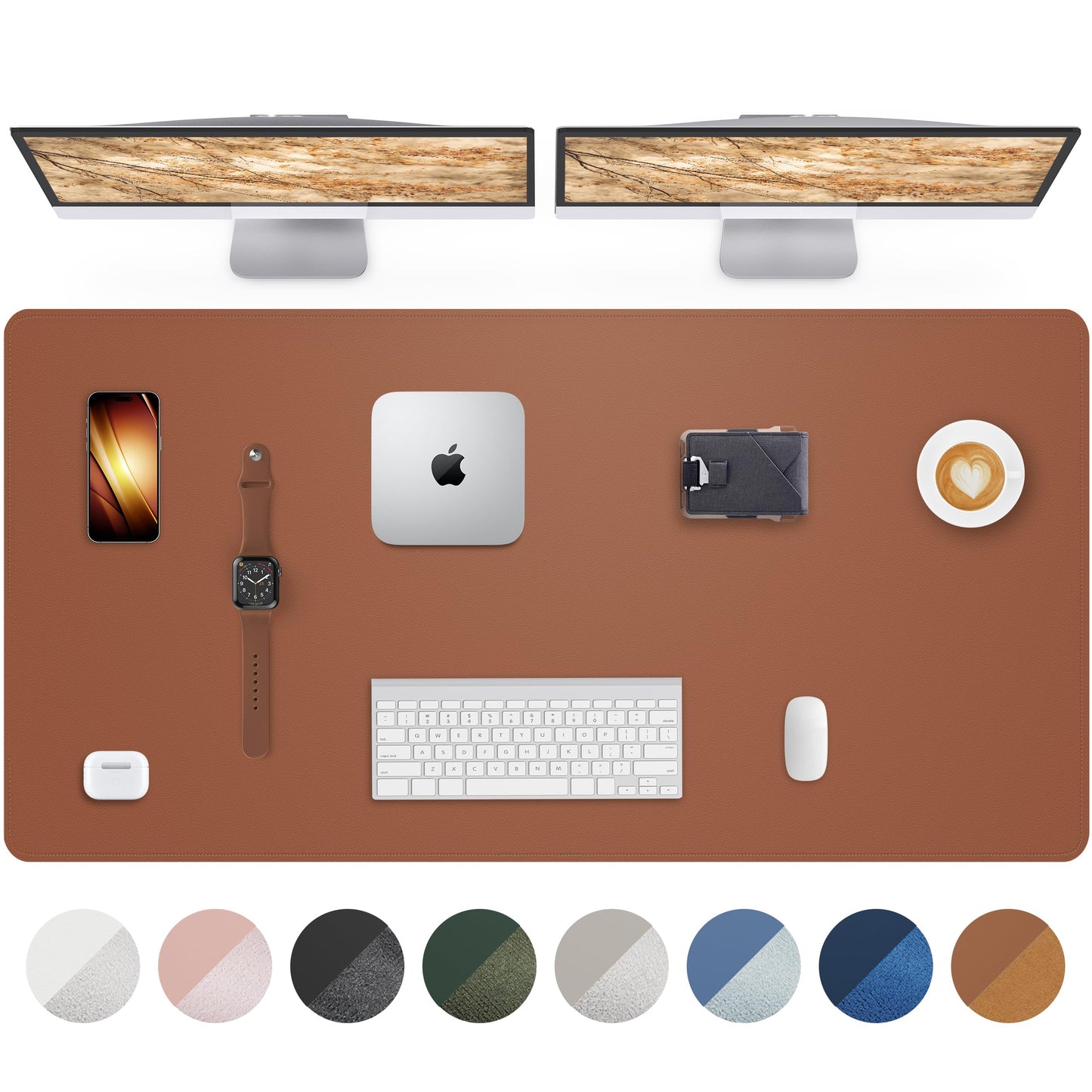 Large Desk Mat55 x24 - Premium Non-Slip Desk Pad, Waterproof and Scratch-Resistant Office Desk Protector, Large Desk pad Workspace Mat for Home and Office(Brown)