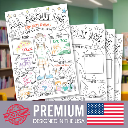 Hadley Designs All About Me Posters for Classroom Must Haves - 20 Star Student Poster, 100 Days of School Items, Star of The Week Poster Elementary Classroom Decor, End of School Year Teacher Supplies
