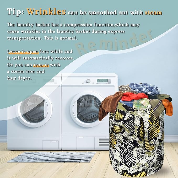 Retro Snake Texture Laundry Hamper Animal Snake Colorful Laundry Basket