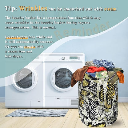 Retro Snake Texture Laundry Hamper Animal Snake Colorful Laundry Basket