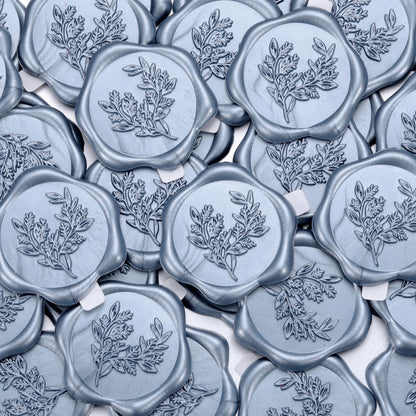 Yoption Eucalyptus Wax Seal Stickers, 50 Pack Metallic Blue Wax Seal Stickers Self Adhesive Envelope Seals for Wedding Party Birthday Christmas Invitations
