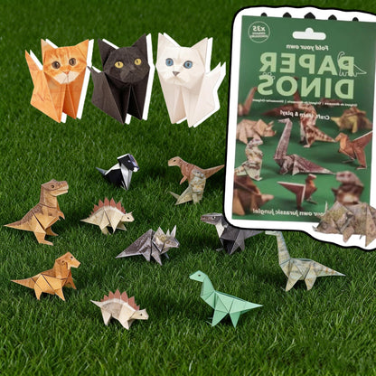 150 Sheets DIY Origami Paper to Fold, Fun 3D Paper Dog & Cat Dinosaur Models DIY Origami Paper Cats Set, Cute Pet Figures Fun Craft Activity Desk Decoration & Gift for Cat Lovers Adults