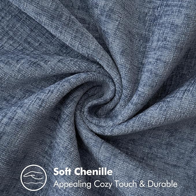 MIULEE Pack of 2 Couch Throw Pillow Covers 18x18 Inch Dark Grey Blue Farmhouse Decorative Pillow Covers with Stitched Edge Soft Chenille Solid Dyed Pillow Covers for Sofa Bed Living Room