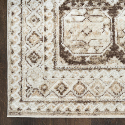Nourison Home Dekor Ivory Brown 5'3" x 7' Area Rug - Easy Clean, Non Shedding, Bed Room, Living Room, Dining Room, Kitchen (5' x 7')