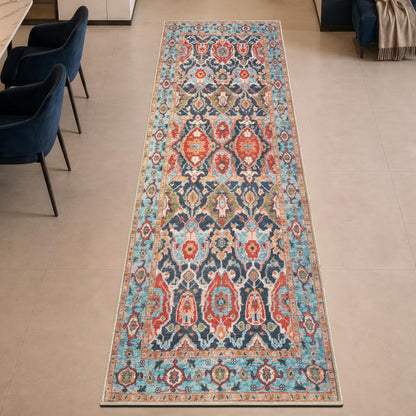 Keen Home Design 30"x120" Rug - Machine Washable Runner Rug with Non-Slip Backing, Ideal for Hallway, Entryway, Kitchen, Laundry Room - Vintage, Easy Clean, Durable, Low Pile - (2'6" x 10')