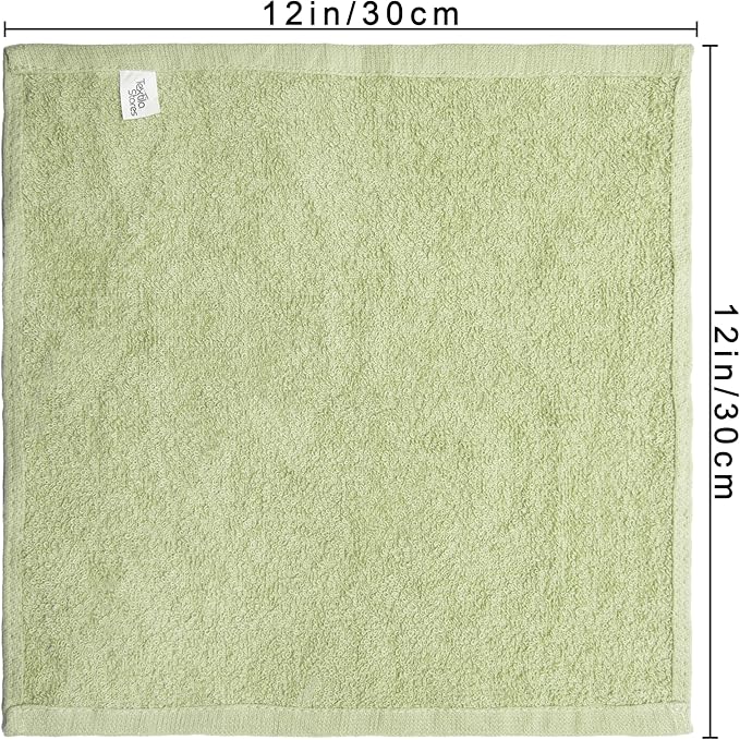 Basic Wash Cloths 12x12 Inches – Pack of 12 – Sage Green Color – Soft and