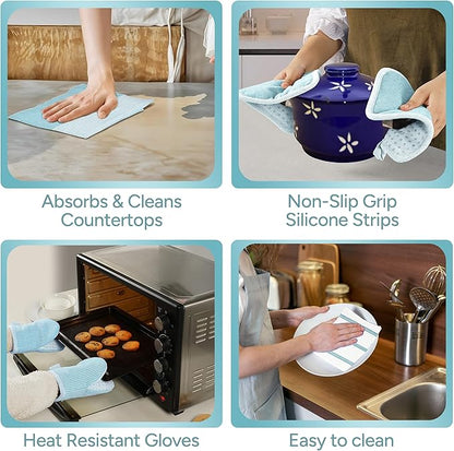 Casa Platino Oven Mitts and Pot Holders Sets, 8-Piece – 500°F Heat Resistant