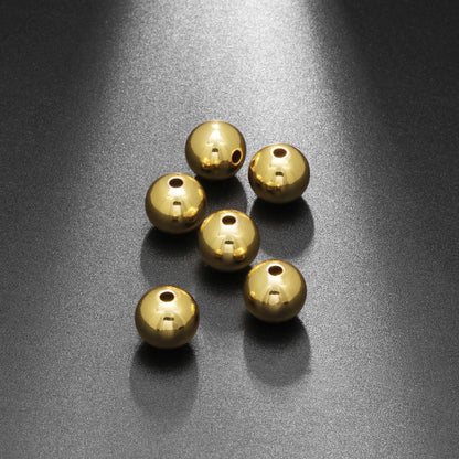 CNONE 310Pcs 18K Gold Filled Spacer Beads for Jewelry Making, Round Small Ball Gold Filled Beads for Bracelet, Necklace Bulk Supply (4mm)