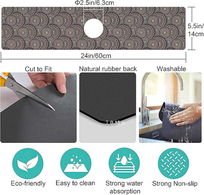 Kitchen Sink Splash Guard Faucet Mat Super Absorbent Fast Drying Mat Sink