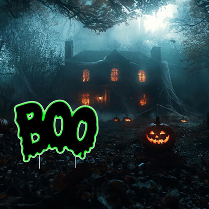 Boo Happy Halloween Ghost Yard Sign Home Outdoor Lawn Decoration With Stakes Scary Spooky Decor 17x12 Inch